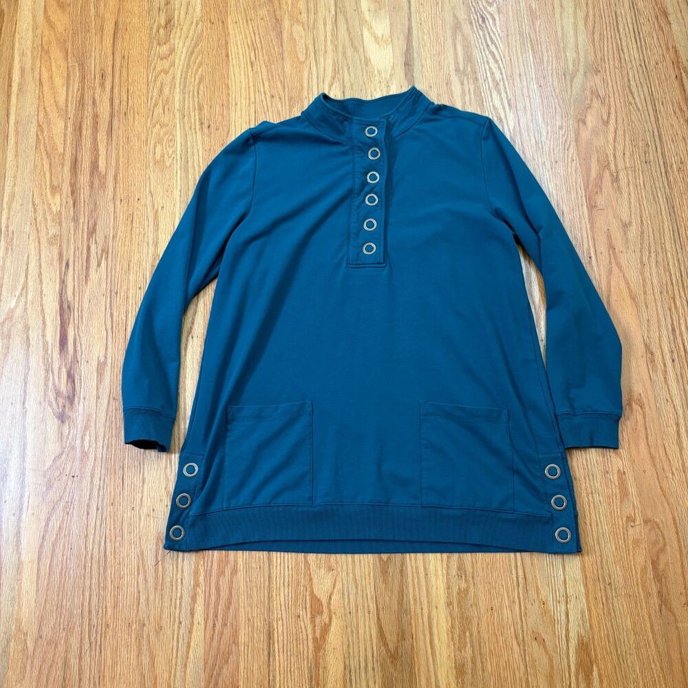 SOFT SURROUNDINGS Teal Lakshmi Pullover Tunic Womens  Size Large